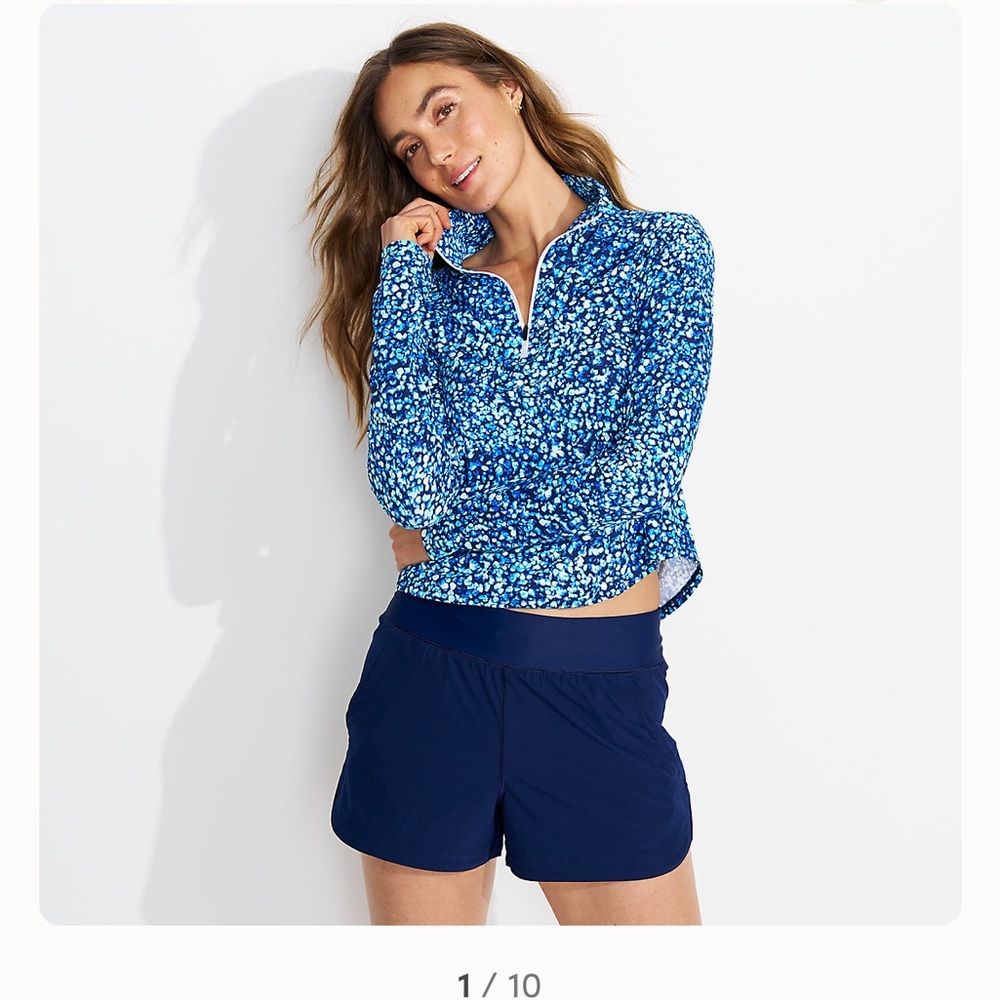 Lands' End Blue Athletic Swim Shorts Tailored Fit